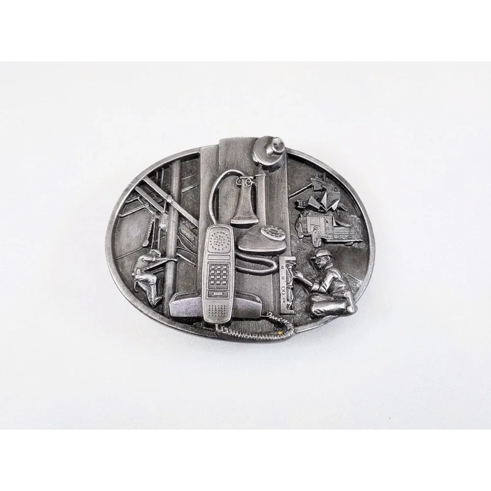 Vintage 1988 Siskiyou Belt Buckle American Communications Industry Telephone - Picture 1 of 12